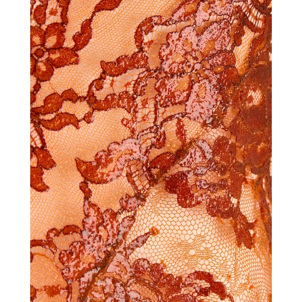 Orange Saint Laurent Slip Dress in Silicone-Coated Lace, view 4 | Dresses