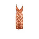 Orange Saint Laurent Slip Dress in Silicone-Coated Lace | Dresses