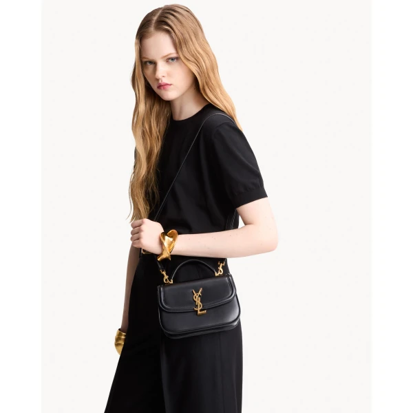 Black Saint Laurent Solferino Mini Top Handle in Box Saint Laurent, view 2 | Totes & Top-Handle Bags