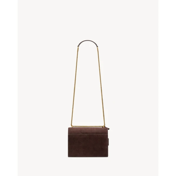 Brown Saint Laurent Sunset Medium in Suede, view 3 | Shoulder & Crossbody Bags