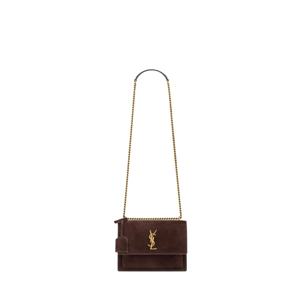 Brown Saint Laurent Sunset Medium in Suede | Shoulder & Crossbody Bags