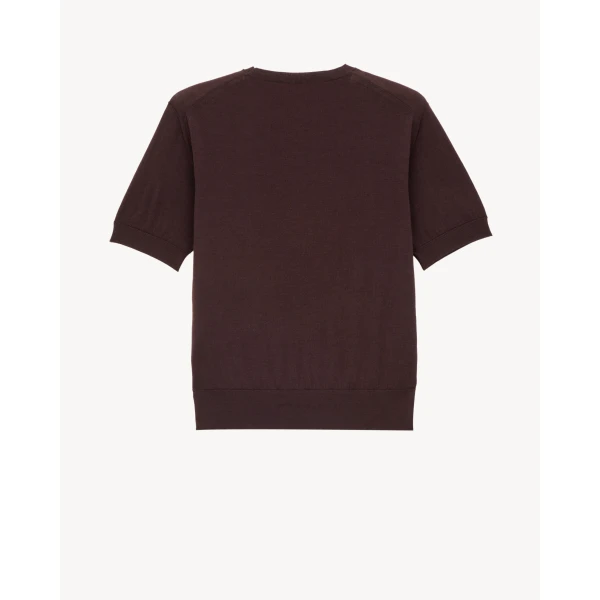 Beige Saint Laurent T-Shirt Sweater in Wool, Marron, view 2 | Tops