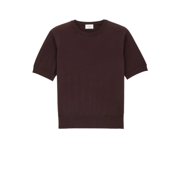 Beige Saint Laurent T-Shirt Sweater in Wool, Marron | Tops