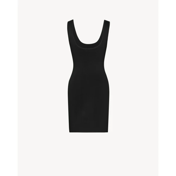 Black Saint Laurent Tank Mini Dress in Knit, view 2 | Mini Dresses