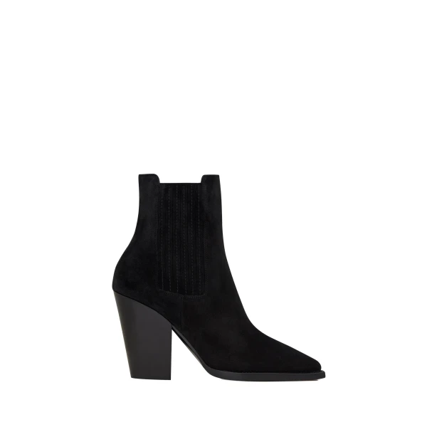 Black Saint Laurent Theo Chelsea Booties in Suede, Black | Boots