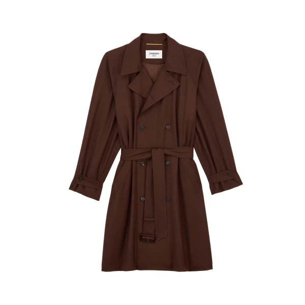 Trench Coat in Wool Gabardine