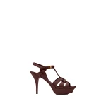 Red Saint Laurent Tribute Platform Sandals in Patent Leather, Burgundy, 105 mm | Sandals