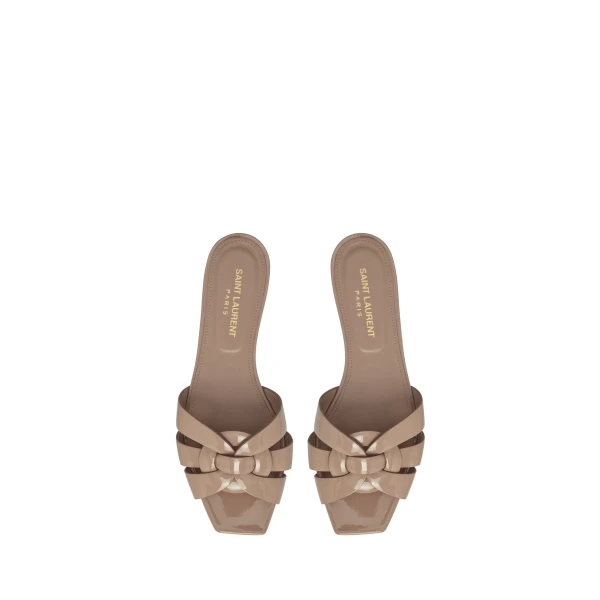 Pink Saint Laurent Tribute Sandals in Patent Leather, Dark Pink | Sandals