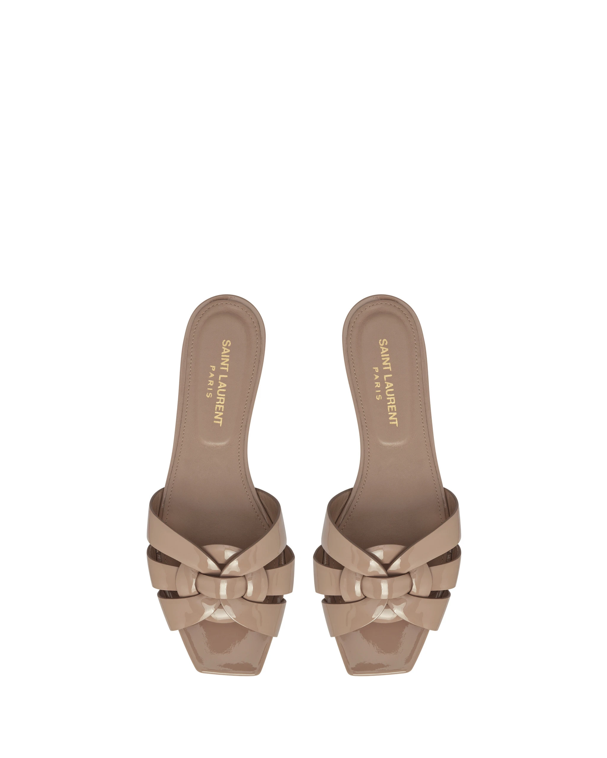 Saint Laurent Tribute Sandals in Patent Leather, Dark Pink Pink Saint Laurent Tribute Sandals in Patent Leather, Dark Pink | Sandals
