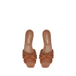 Brown Saint Laurent Tribute Sandals in Smooth Leather, Amber | Sandals
