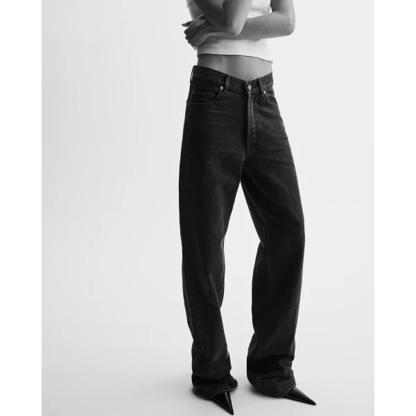 Blue Saint Laurent V-Waist Baggy Jeans, 50s Blue, view 2 | Denim