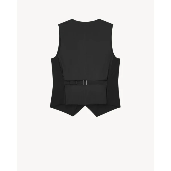 Black Saint Laurent Vest in Cashmere, view 3 | Wool Coat