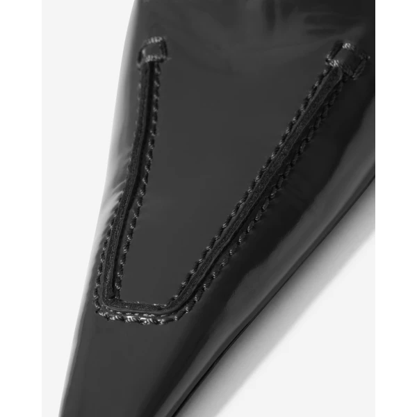 Black Saint Laurent Voltaire Slingback Pumps in Glazed Leather, Black, view 4 | Heels