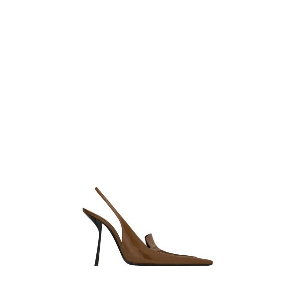 Voltaire Slingback Pumps in Glazed Leather, Soil Brown