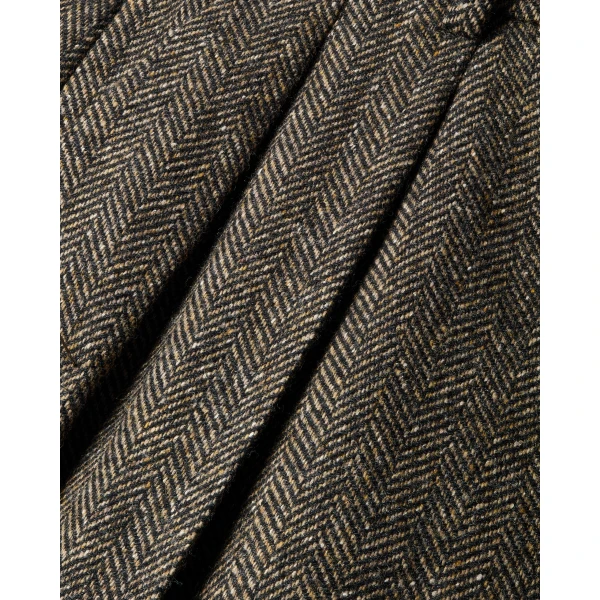 Beige Saint Laurent Wide-Leg Pants in Herringbone Wool, view 3 | Wide leg pants
