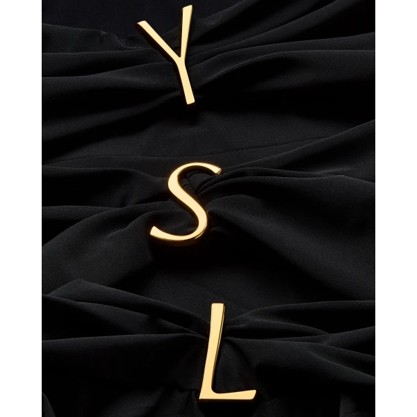Black Saint Laurent YSL Strapless Swimsuit, view 3 | Swimsuits