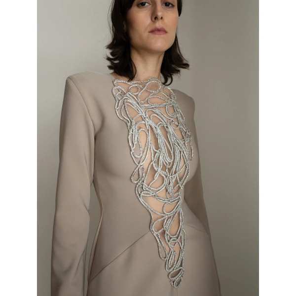 Sandra Mansour Anchor Dress in Taupe, view 3