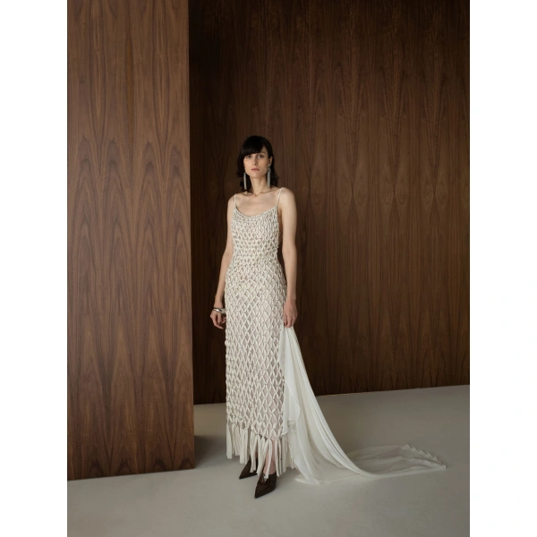 Sandra Mansour Bearing Dress in Off White, view 2