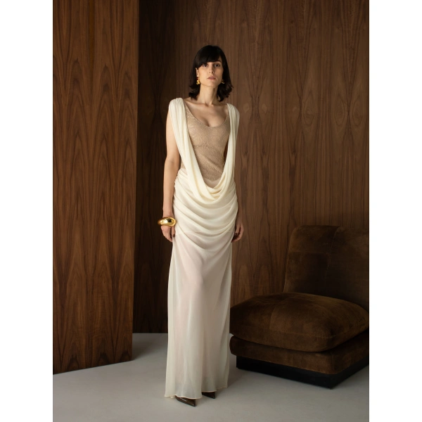 Sandra Mansour Between Two Breaths Dress in Off White, view 3