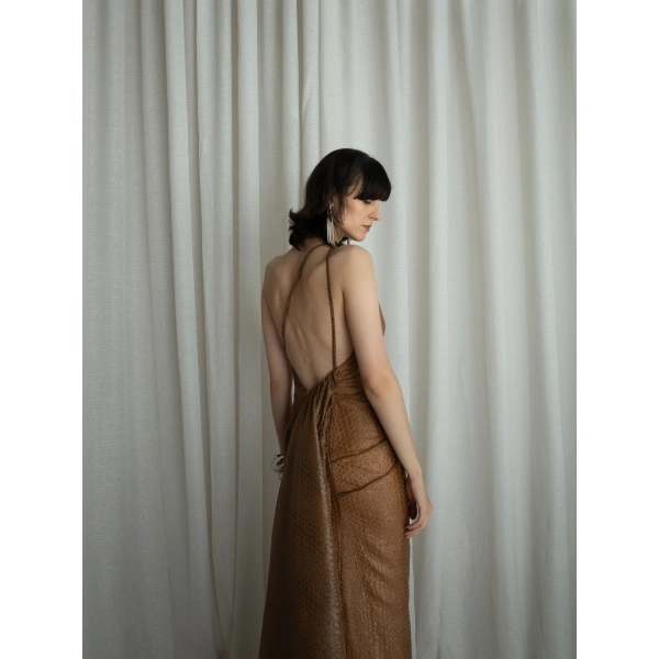 Sandra Mansour Blur Dress in Bronze, view 3