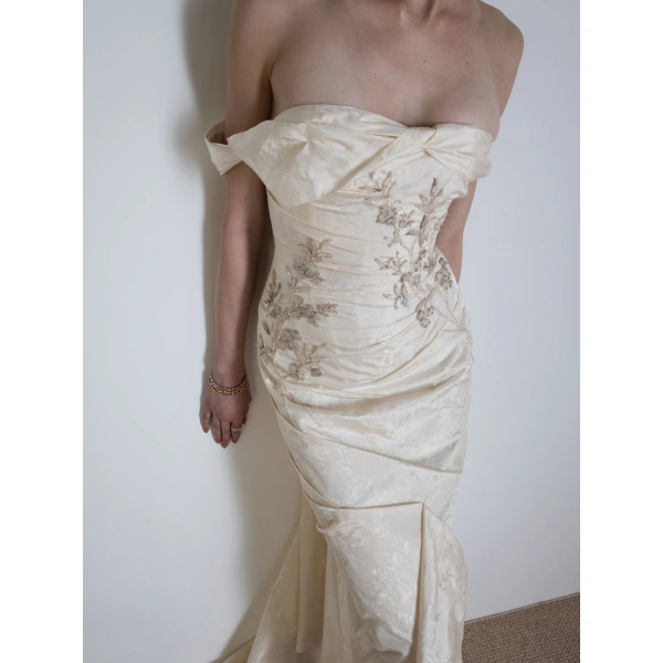 Sandra Mansour Breathless Dress in Cream, view 3
