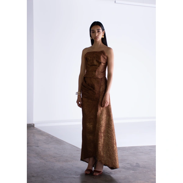 Sandra Mansour Cadence Dress in Bronze, view 2