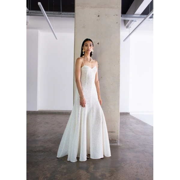 Sandra Mansour Carreau Dress in White, view 2