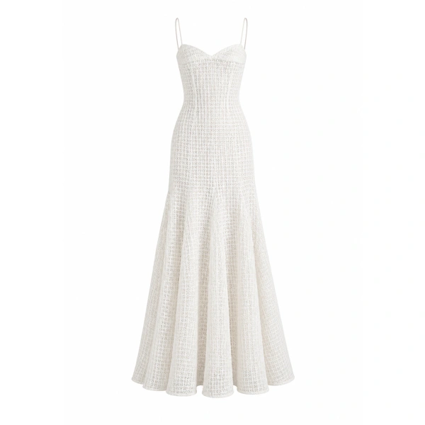 Sandra Mansour Carreau Dress in White