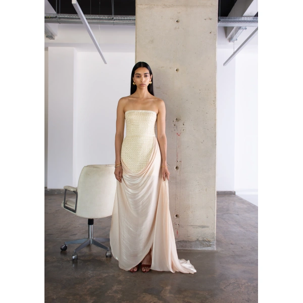Sandra Mansour Clarté Dress in Beige, view 2