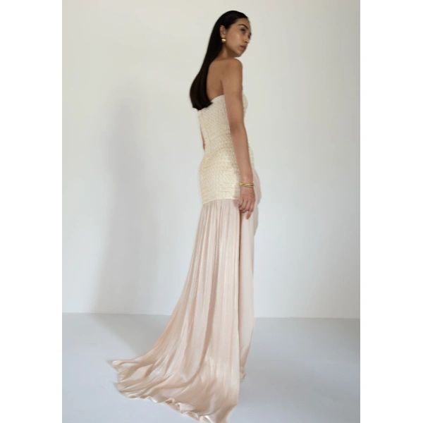 Sandra Mansour Clarté Dress in Beige, view 3