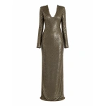 Sandra Mansour Decadence Dress in Olive Sequin