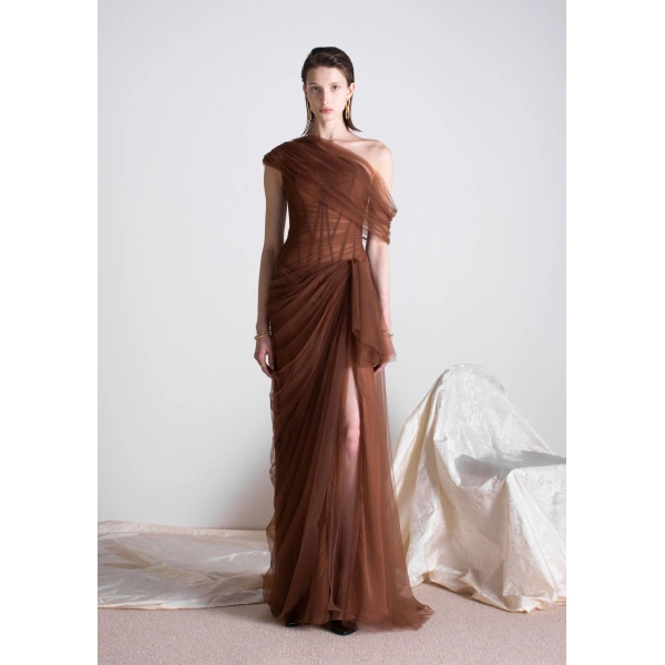 Sandra Mansour Delirium Dress in Brown, view 2