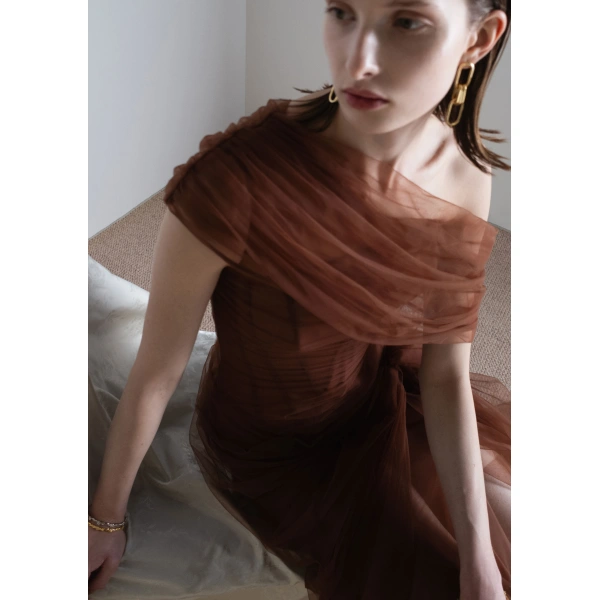 Sandra Mansour Delirium Dress in Brown, view 3