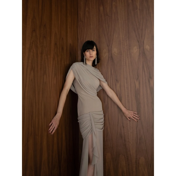 Sandra Mansour Drift Dress in Taupe, view 2