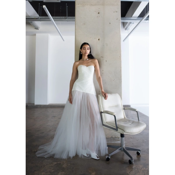 Sandra Mansour Entre Deux Dress in White, view 2