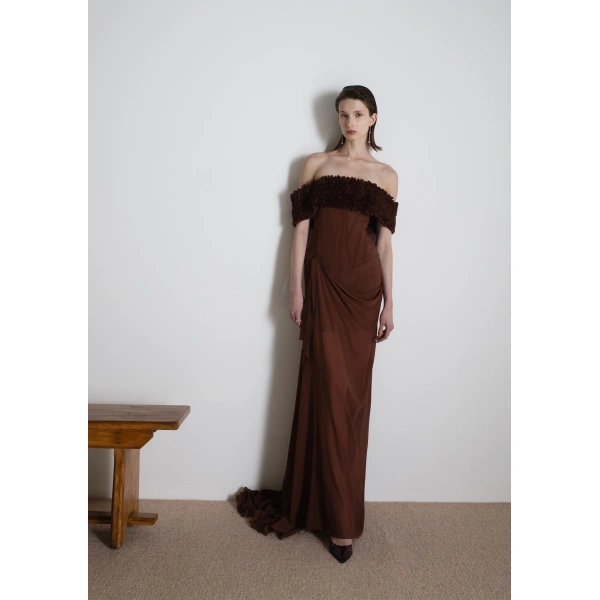 Sandra Mansour Exposure Dress in Brown, view 2