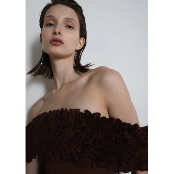 Sandra Mansour Exposure Dress in Brown, view 3