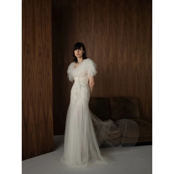 Sandra Mansour Faint Halo Dress in Off White, view 2
