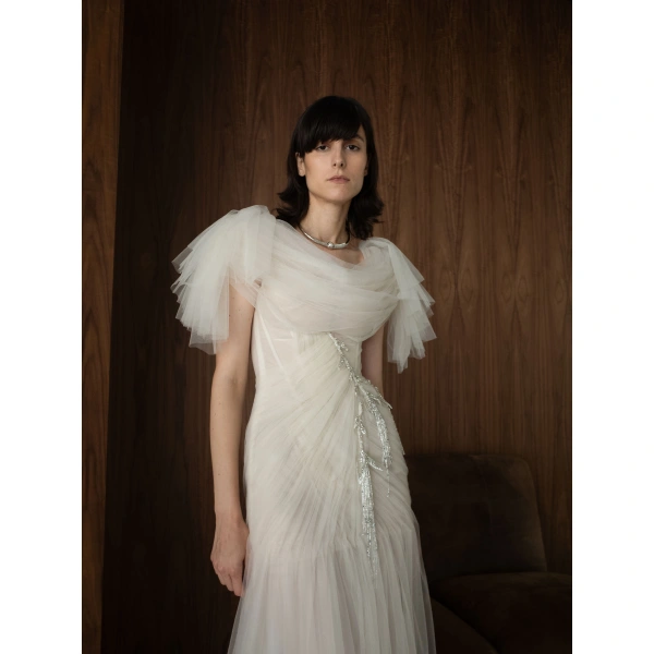 Sandra Mansour Faint Halo Dress in Off White, view 3