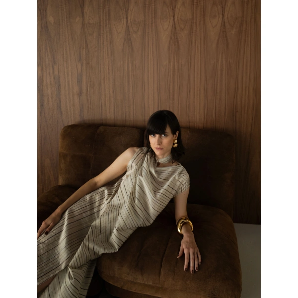 Sandra Mansour Forgotten Line Dress in Stripe, view 3