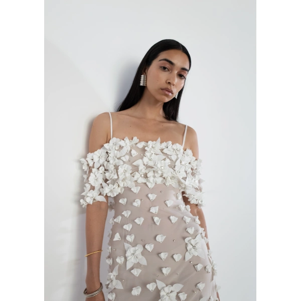 Sandra Mansour Fragment Dress in Off White, view 3