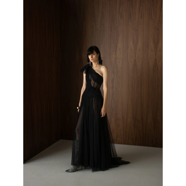 Sandra Mansour Framed Dress in Black, view 3