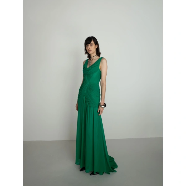 Sandra Mansour Illume Dress in Emerald, view 2
