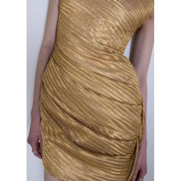 Sandra Mansour Keepsake Dress in Gold, view 3