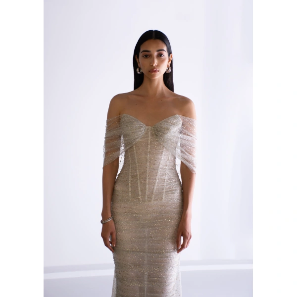Sandra Mansour La Rose Dress in Off White, view 3