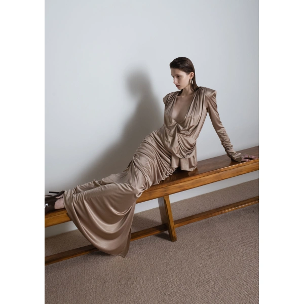 Sandra Mansour Longing Dress in Champagne, view 3