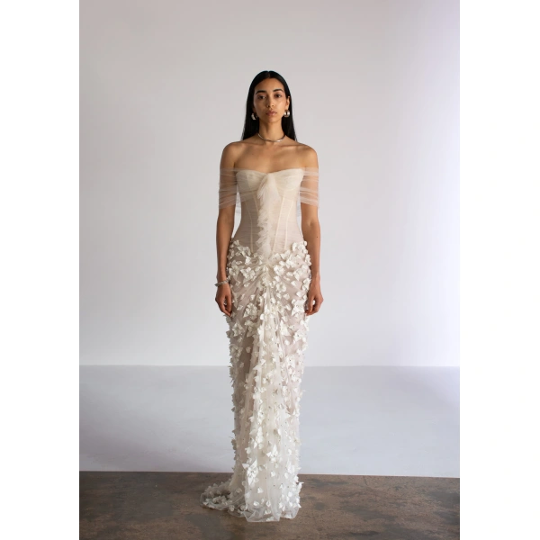 Sandra Mansour Lumière Rasante Dress in Off White, view 2