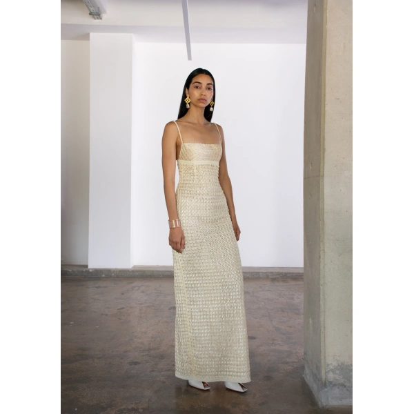 Sandra Mansour Marges Dress in Beige, view 2