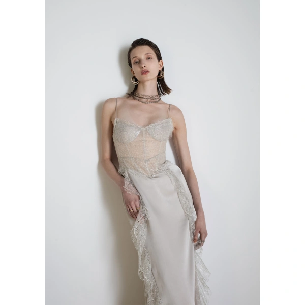 Sandra Mansour Memory Dress in Grey, view 3