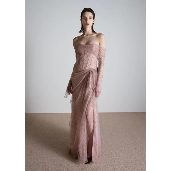 Sandra Mansour Mirage Dress in Dusty Pink, view 2